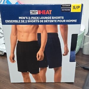 32 Degrees Heat Size S Men's Lounge Shorts 2-Pack - Black and Navy